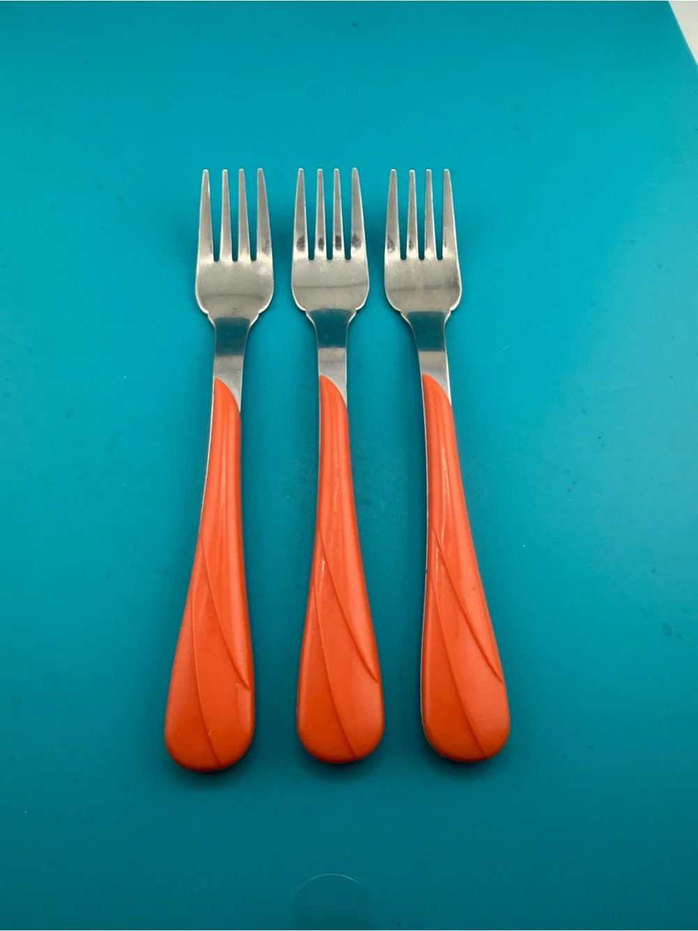 Vintage Fiesta Coral Orange Forks Set of 3 Taiwan